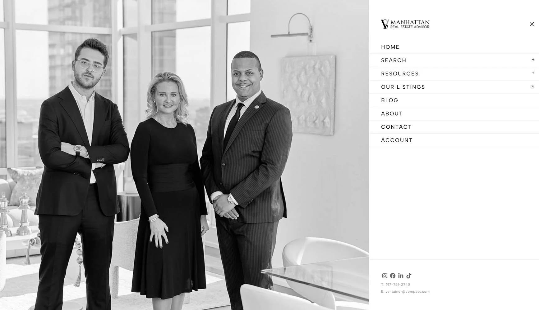 Manhattan Real Estate Advisor homepage search section